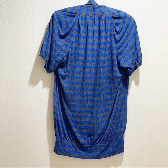 WE THE FREE Mock Neck Blue Gray Striped Tunic - Picture 4 of 7